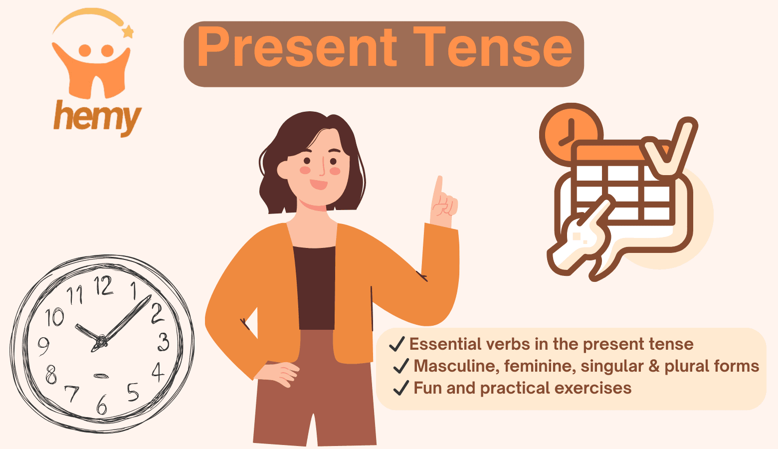 Diagram showing four Hebrew present tense forms by gender and number